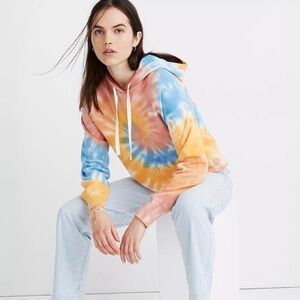 Madewell x Free & Easy Cropped Hoodie Womens Multicolor Terry Tie Dye. Size S